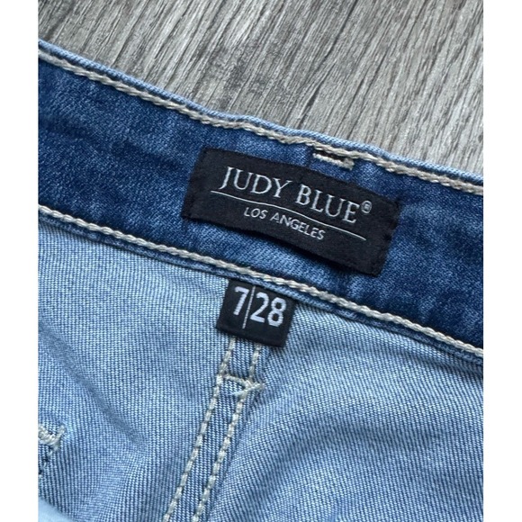 Judy Blue Jeans Mid-Rise Wide Leg Flare Boho Womens 7/28 Blue JB82401MD - Picture 9 of 10